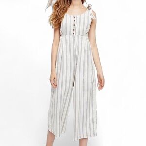 Free People Off White Striped Tie Shoulder Jumpsuit Romper